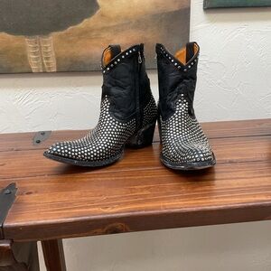 MEXICANA Black and Silver Studded Ankle Boots